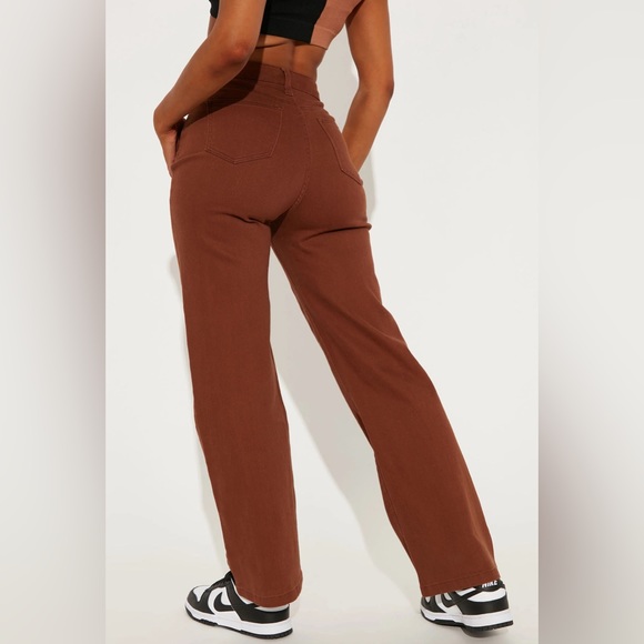 Classic High Rise Straight Leg Jeans - Chocolate - Picture 2 of 2